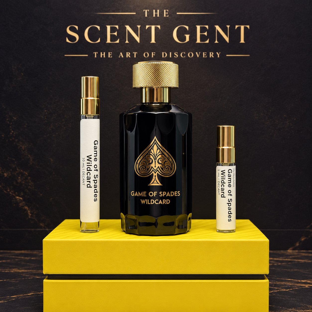 Jo Milano Game of Spades Wildcard with 5 mL and 10 mL decants